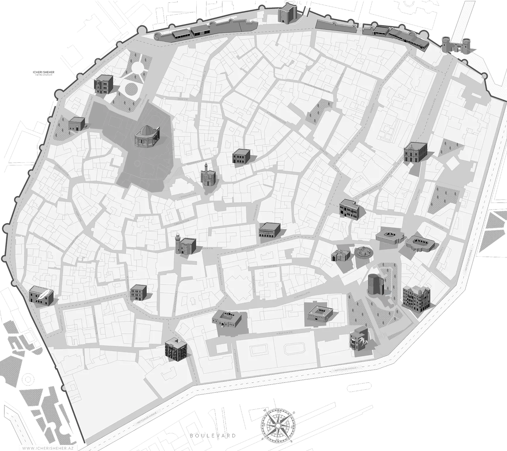 İçərişəhər xəritəsi